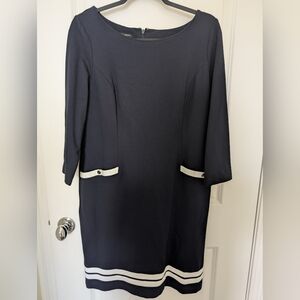 Elegant Navy Dress with White Accents